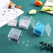 6 Packs Clear Acrylic Plastic Box, Acrylic Boxes With Lids, Small Square Plastic Containers 2.1''*2.1''*2.2'', Plastic Square Boxes For Candy, Pill And Jewelry,2.2inchx2.2inchx2.2inch - 2.2英寸x2.2英寸x2.2英寸 - 查看 6