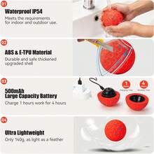 Pelota Inteligente para Perros medianos/Grandes Que muerden. Movimiento autónomo, vibración, Material E-TPU Resistente e IP54 anticonsumo de aburrimiento. (Rojo) - Rosa - Ver 4