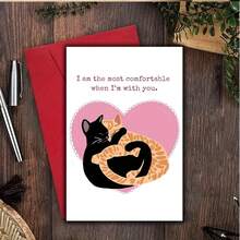 1pc Cute Cat In Tuxedo Heart Greeting Card, Funny Birthday, Anniversary, Valentine's Day, Wedding, Engagement Card With Envelope, "I Love You More Than A Cat", High-Quality Card With Envelope (12x17cm)/(4.72x6.7in) - Multicolor - View 8