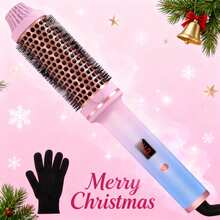 Heated Hair Brush For Styling, 2-In-1 Curling Iron & Straightener With Digital Temp Control (410°F), Includes Styling Glove - Xem 2