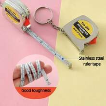 1/6/15pcs Mini Measuring Tape Keychain With Slide Lock - 1m/3ft Small Measuring Tape, Durable Pocket Size Keychain Tool Slogan Solid Color Casual Stainless Steel - Bạc - Xem 2