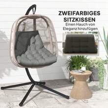 Outsunny Seat Cushion, 120 X 100 Cm, With Backrest, 8 Cm Thick, Padded, Water-Repellent, For Rocking Chairs And Hanging Baskets, Grey