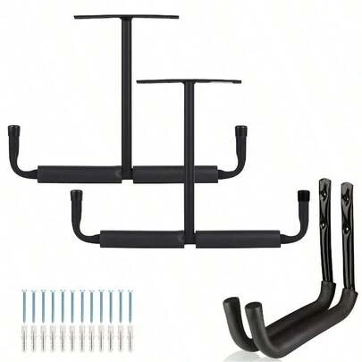 4 PCS Ganchos de Almacenamiento para Garaje de Alta Resistencia - Ganchos de Techo para Escaleras, Cañas de Pescar, Herramientas, Madera, Mangueras de Jardín y Otros Artículos VoluminososPLAZA LAS
