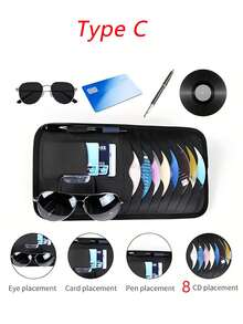1pc Car Sun Visor Storage Bag, Leather Zipper Organizer Pouch, Multi-Function Card Holder, Unisex - Nhiều màu - Xem 13