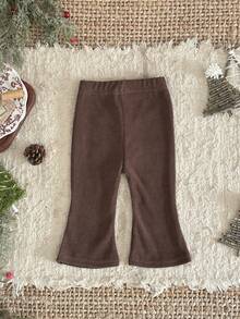 INS Baby Girls' Basic Solid Brown Soft Flare Pants, All Season - Brown - View 8