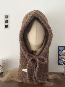 1pc Winter Scoodie Balaclava - Knitted Scarf & Hood Combined, Warm Ear Protection, Fashionable Mixed Color, High-Quality Wool Blend, Suitable For Autumn/Winter - Multicolor - View 17