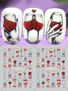 2 pezzi Decorazioni per unghie a forma di fiocco in vetro blu, viola e vino, adesivi 3D a forma di fiocco e nastro, per decorazione unghie stile Y2K, San Valentino, Capodanno, per manicure fai-da-te, accessori per salone - Multicolore - Visualizzare 6