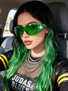 1pc Frameless Y2K Personalized Star Fashion Glasses, Unisex European And American Glasses, Summer Beach Accessory - Multicolor - View 5