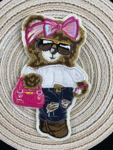 Parche bordado de oso marrón de dibujos animados, diseño único para ropa y accesorios DIY, vaqueros, vestidos, adorable aplicación bordada de dibujos animados - Multicolor - Ver 8