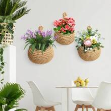  Hanging Fruit Baskets For Kitchen, Boho Wall Hanging Basket, Handwoven Hanging Holder Teardrop Home Produce Basket For Fruits Vegetable Potato Onion Storage - 棕色 - 查看 6