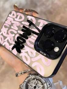 1pc Minimalist Letter Graffiti Pattern IMD Material Anti-Drop Protective Phone Case, Suitable As Holiday Gift Compatible With Apple Xs/Xsmax/Xr/11/12/13/14/14plus/15/15plus/16/16plus/17 And Other Models - Multicolor - View 2