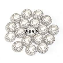 20pcs European Style Rhinestone Beads, Large Hole Shiny Pendant Beads, Round Beads, Spacer Beads, Suitable For Necklace, Earrings, Bracelet And Other Crafts (White) DIY Bracelet Jewelry Necklace Accessories - Large Diamond-set Hole - View 10