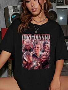 Limited Astarion Baldurs Gate 3 Girl Dinner Vintage T-Shirt Gift Unisex Tee - 黑色 - 查看 1