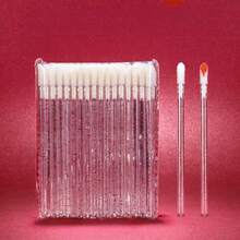 50 PIEZAS, Cepillo de labios, Cepillo de labios desechable, Aplicador de brillo labial, Cepilla de algodón cosmético, Cepillo de limpieza micro, Herramienta para extensiones de pestañas, Se puede usar para aplicar lápiz labial/brillo labial/esmalte de uñas/corrector/maquillaje de ojos, También se puede usar como bastoncillos de limpieza - Multicolor - Ver 13