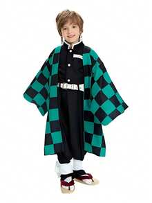 Disfraz De Tanjiro Cosplay Infantil Adulto Anime Traje Kimono Tipo Yukata Ideal Para Convenciones Regalo Cumpleaños Halloween Navidad Reyes Magos Tanjiro shinobu KIMETSU NO YAIBA  W5891 VERDE Tanjiro - Verde - Ver 2