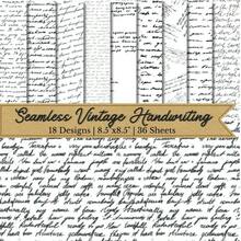 Vintage Handwriting Scrapbook Paper Pad: 18 Seamless Designs With Words, 36 Double - Side Sheets 2 Sheets Per Design Printed On 8.5 Inchx8.5 Inch Size. Cardstock, Projects, Wrapping Etc - Initial - View 2