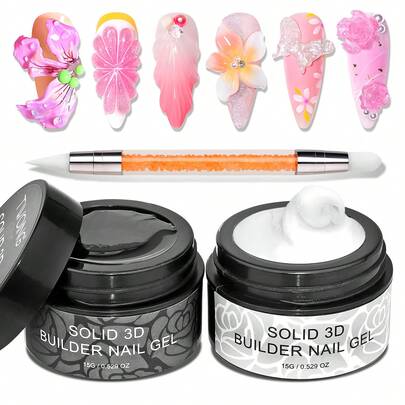 TWOING Gel de modelado de arte de uñas 3D - Gel de escultura y moldeado para diseños de uñas DIY, perfecto para pintar, decoraciones 3D y arte de uñas de Halloween, extensión de uñas de gel de curado UV LED, manos no pegajosas y uñas multiusos