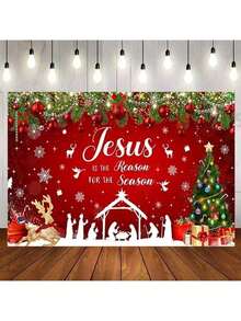 Christmas Background Banner - Christmas Tree And Snowflake Design Christmas Tree, Used For Family Holiday Parties, Religious Jesus Theme Decoration, Christmas Photo Props Christmas Background - Christmas Tree And Snowflake Design Christmas Tree, Used For Family Holiday Parties, Religious Jesus Theme Decoration, Christmas Photo Props - Multicolor - View 4