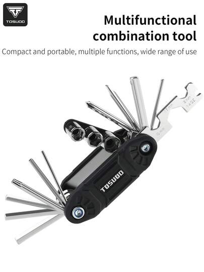 TOSUOD 16 In 1 Bike Multi Tool Kit Portable Bicycle Repair Tool Set Includes Allen Wrench Socket Screwdriver Tire Levers For Bikes