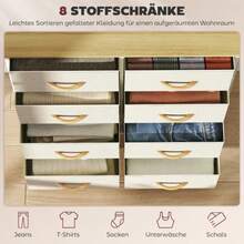 HOMCOM Bedroom Dresser With 8 Fabric Drawers, Steel Frame, Wooden Surface, 4 Compartments, 2 Hooks, Beige Color - Beige - View 4