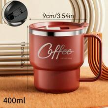 1个400毫升304不锈钢保温咖啡杯，带盖，双层壁设计，大容量，防漏，适用于茶、咖啡、水，可重复使用，适合学生和成人居家、学校、宿舍、办公室、户外露营、野餐、旅行等场合使用。 - 彩色 - 查看 16