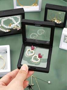10PCS Floating Display Case PE Film White Jewelry Storage Box 3D Packaging Case Gemstone Free Stand Floating Frame Membrane Ring Earrings Necklace Display For Challenge Coins Medallions Jewelry Making DIY Accessories - White - View 8