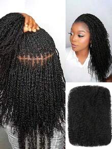 Cabello humano a granel tipo afro rizado para extensiones de rastas, 1 paquete de cabello a granel de color negro, cabello virgen brasileño para mujeres - Negro - Ver 1
