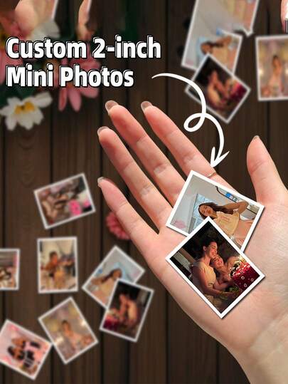 2-Inch Customized Mini Photo, Personalized Pocket-Sized 2-Inch Instant Photo Gift, Mini Photo Print Wallet-Sized Souvenir, Suitable For DIY Photo Album, Home Decor, Christmas, Valentine's Day, Birthday - Unique Commemorative Gift With Your Own Photo