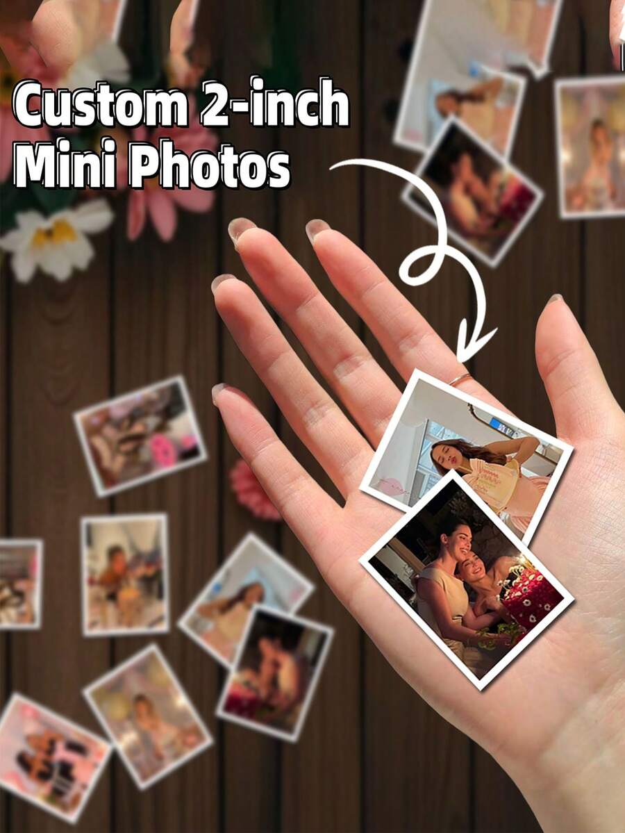 2-Inch Customized Mini Photo, Personalized Pocket-Sized 2-Inch Instant Photo Gift, Mini Photo Print Wallet-Sized Souvenir, Suitable For DIY Photo Album, Home Decor, Birthday - Unique Commemorative Gift With Your Own Photo ,For Family, Phone Case Decor - Multicolor - View 1