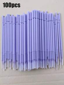 300 piezas/100 piezas Toallitas desechables para remover pestañas postizas, palitos de limpieza de pestañas, hisopos de limpieza extendidos, herramientas para extensiones de pestañas, empaquetados - Multicolor - Ver 14