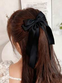 1pc Shiny Satin Bow Ribbon Large Barrette Hair Clip, Suitable For Daily Wear, Party And Holiday, Claw Clips, Hair Slide, Hair Barrettes, Cute Accessories, Hair Accessories