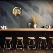 CIF BUY Enchanted Fairy Moon Wall Art - Crescent Moon Metal Sign With Butterfly & Floral Design, HD Printed Aluminum Wall Decor For Bedr - 彩色 - 查看 6