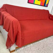 Set Of 2 Extra Large King Size Sofa Throws, Size 3 Meters X 1.80 Meters, Decorative For A Luxurious Home, 100% Cotton Reinforced Protective Cover - 紅陶 - 查看 5