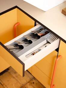 1pc Drawer Style Cutlery Storage Box - Compact Cutlery Drawer Organizer, Silverware Tray, Knife Fork Spoon Drawer Storage Box, Suitable For Kitchen, Living Room - Multicolor - View 6