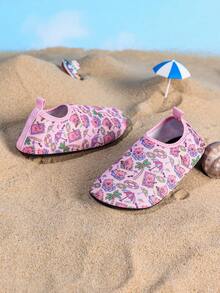 1 Pair Girls' Comfortable, Fashionable, Lightweight, Cute Cartoon Pig Design Outdoor Beach Water Shoes - Pink - View 2