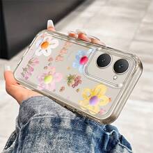 Funda de Teléfono Oso de Caramelo de Flor Linda Adecuada para Vivo Y01 Y02S, T03, S12/15s/16, 17s, 20/20, 21/22, 27, 28, 31.33s35s 36s, 53s.555G755G 200V23v27 Pro v29E y Lite Funda Protectora Transparente Antigolpes de TPU para Móvil, Creativa y a la Moda, Anti-vibración - Colores mixtos - Ver 11