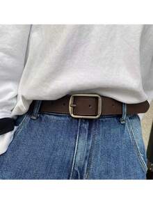 1 件女士时尚休闲黑色牛仔腰带，百搭腰带，适合母亲节、生日礼物 - 棕色 - 查看 12