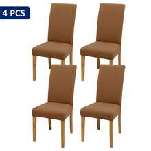 4pcs/6pcs/8pcs/10pcs Solid Color Chair Covers, Modern Removable Elastic Polyester Fiber Chair Slipcovers For Living Room, Dining Room, Bedroom, Suitable For All Seasons - Camel - View 9