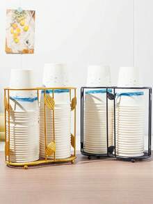 1pc Disposable Cup Dispenser, Tabletop Water Cooler Cup Holder, Home Use Paper Cup Rack, No Drilling Required - Multicolor - View 4