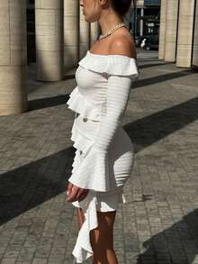 Vestido corto blanco para mujer, elegante, grácil, joven, fashionable, dulce, etéreo, lujoso, ideal para fiestas de té por la tarde, uso en exteriores, cumpleaños, fiestas de club, celebraciones de Año Nuevo - Blanco - Ver 6