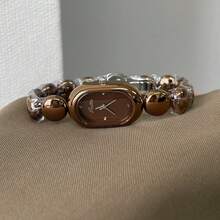 1pc CILOA Brand Minimalist Design Women Quartz Waterproof Watch, 2 Logo Styles Randomly Shipped - Màu nâu Sô-cô-la - Xem 5