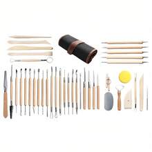 5/8/11/41pcs Wooden Handle Pottery & Sculpture Tool Set, Suitable For Ceramic, Polymer And Plastic Clay - Non-Powered Carving, Shaping And Modeling Tool Kit