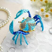 YU FENG Crab Jewelry Trinket Boxes Hinged Animal Jeweled Trinket Box Decorative Crab Collectible Figurine,BlueCrab - 藍蟹 - 查看 6