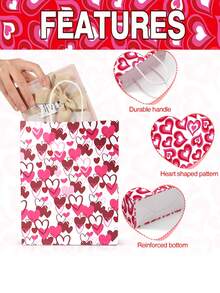 12/6pcs Valentine's Day Gift Bags, Valentine's Day Tote Bags, Suitable For Holiday Parties, Valentine's Day, Anniversary, Wedding, Holiday Gatherings, Gift Giving, Candy Exchange And Prize Bags. - Multicolor - View 3