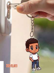 Customized Acrylic Cartoon Keychain, Personalized Gifts For Valentine's Day, Wedding, Birthday, Anniversary, Memento, Party, School. Customizable Keychain Gifts For Family, Friends, Couples, Classmates, Pets. Customizable Items, Family Gifts - Multicolor - View 7