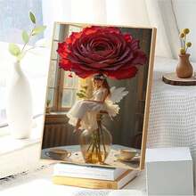 Red Rose Fairy Tale Art Personalized DIY Digital Oil Painting Kit, Adult Handicraft, Frameless Art Oil Painting Set For Bedroom & Artistic Wall Decoration, Easy & Fun, No Painting Foundation, Realize Your Painter Dream, Immerse Yourself In Color, Every Stroke Is SelfExpression, Add Romance To Life, Best Gift For Family & Friends, Halloween Christmas Holiday Gift 40*50CM(149) - 彩色 - 查看 4