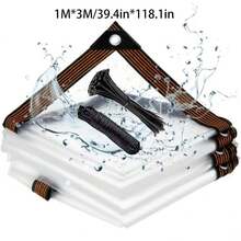 【防水篷布】1片装 高强度透明防水帆布 - PE户外覆盖物，带孔眼、绳索和绑带，防紫外线、防风、防雨雪 - 适用于庭院、泳池围栏、温室、露营、建筑工地 - 高清可视性，速干设计，加固边缘，抗撕裂面料，家居装修