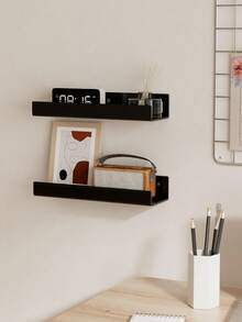 Acrylic Floating Shelves - 2 Packs Wall-Mounted Organizer, Bathroom Organizer, Kids Floating Bookshelf For Bathroom, Bedroom, Or Kitchen - Easily Installs With Adhesive (No Drilling Required) Or Screws (Drilling Required) - Modern Shelving - Multicolor - View 6