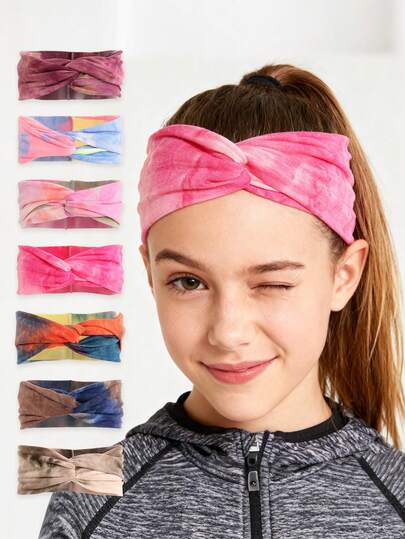 1pc Tie-Dye Headband For Teenage Girls (12-16 Years Old) | Twist Design, Breathable Elastic Hairband, Suitable For Sports, Yoga, School And Leisure - Fashionable Hair Accessory For All Seasons