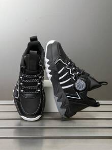 1 Pair Women's Basketball Shoes, Comfortable & Soft, Women's Casual Sports Shoes, Multi-Terrain, Suitable For All Seasons, Holiday Gift, Suitable For Teenagers And Students - Black, White and Gray - View 4